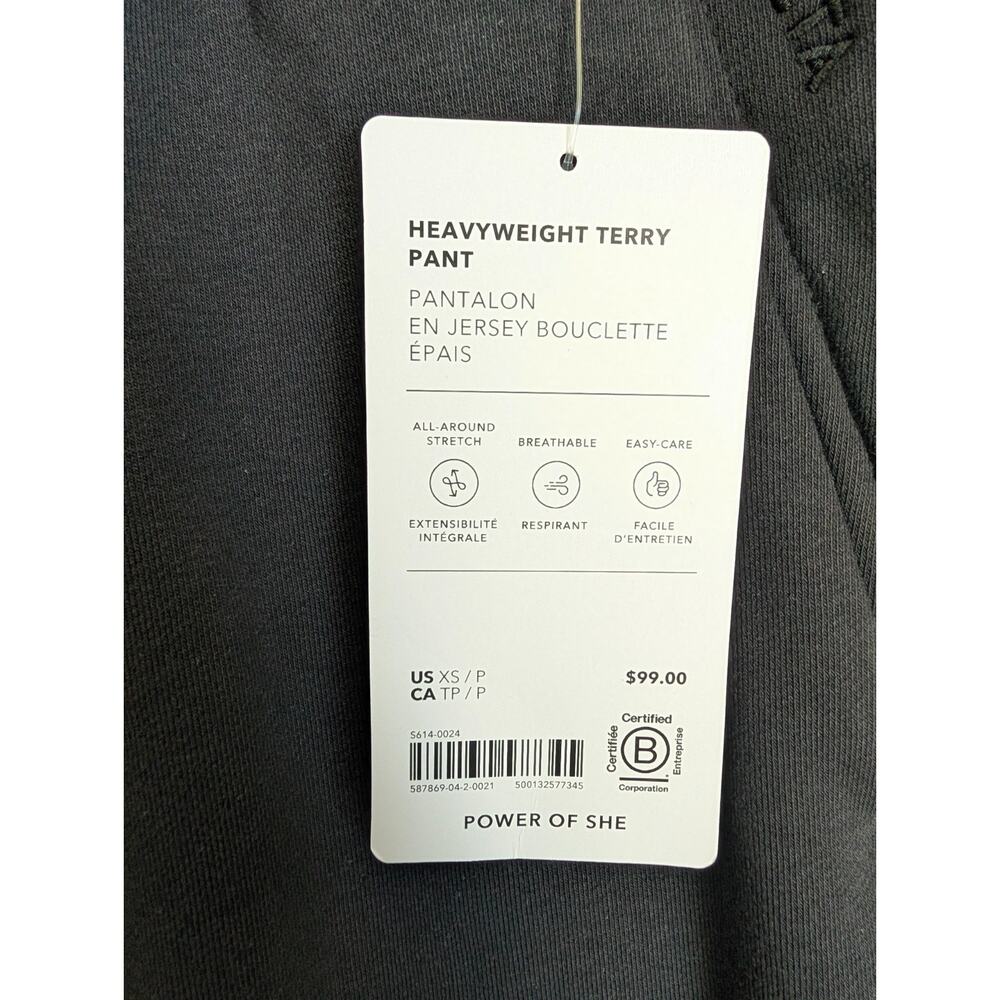NWT Athleta Heavyweight Terry Pants Womens XS Black Drawstring Waist Wide Leg - Picture 4 of 4